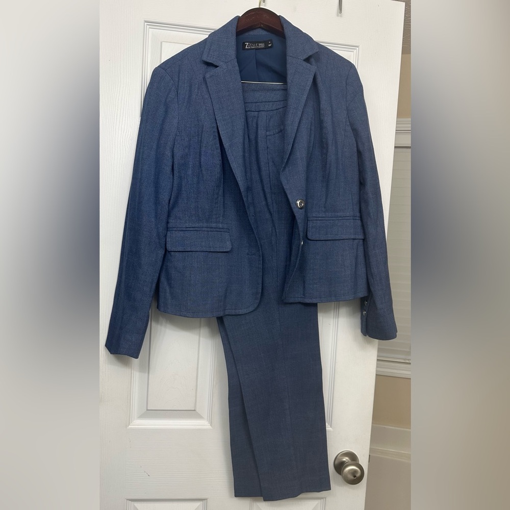 Women Blue Blazer and Suit Set